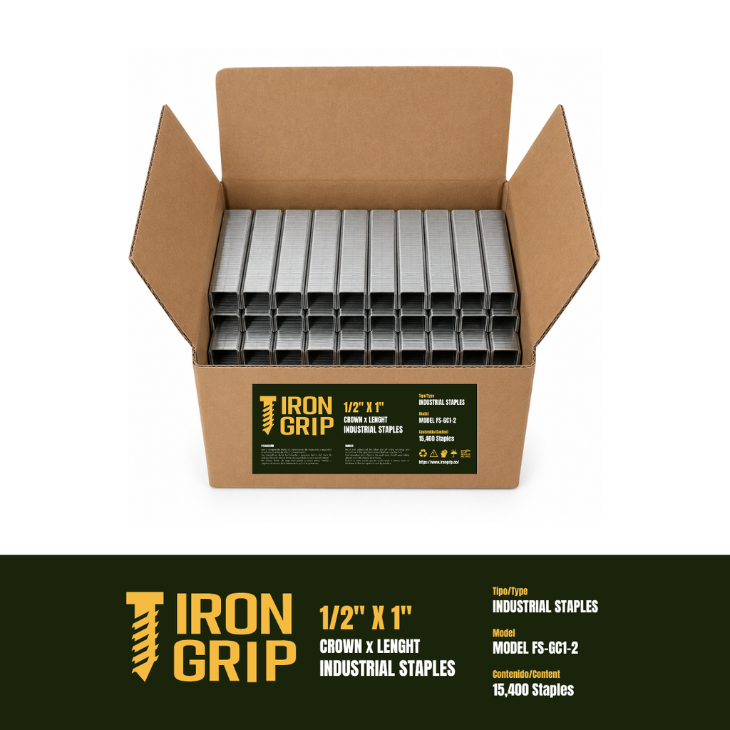 IronGrip FS Series 70 Galvanized Staples — 1/2" crown x 1" leg