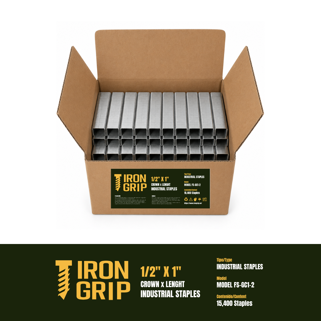 IronGrip FS Series 70 Galvanized Staples — 1/2" crown x 1" leg