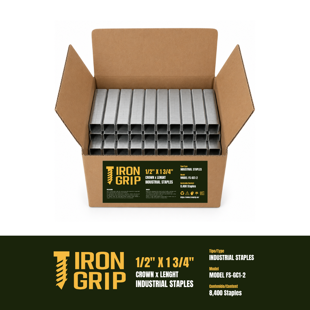 IronGrip FS Series 70 Galvanized Staples — 1/2" crown x 1 3/4" leg
