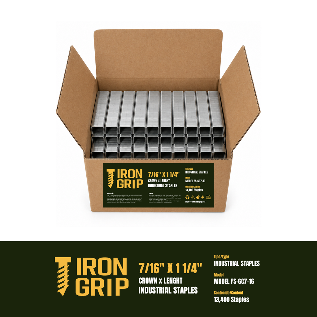 IronGrip FS Series 70 Galvanized Staples — 7/16" crown x 1 1/4" leg