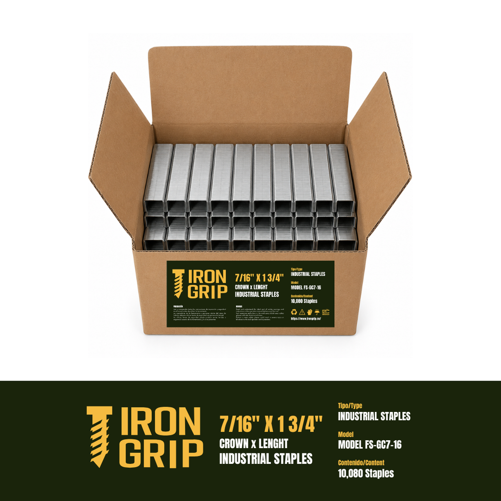 IronGrip FS Series 70 Galvanized Staples — 7/16" crown x 1 3/4" leg