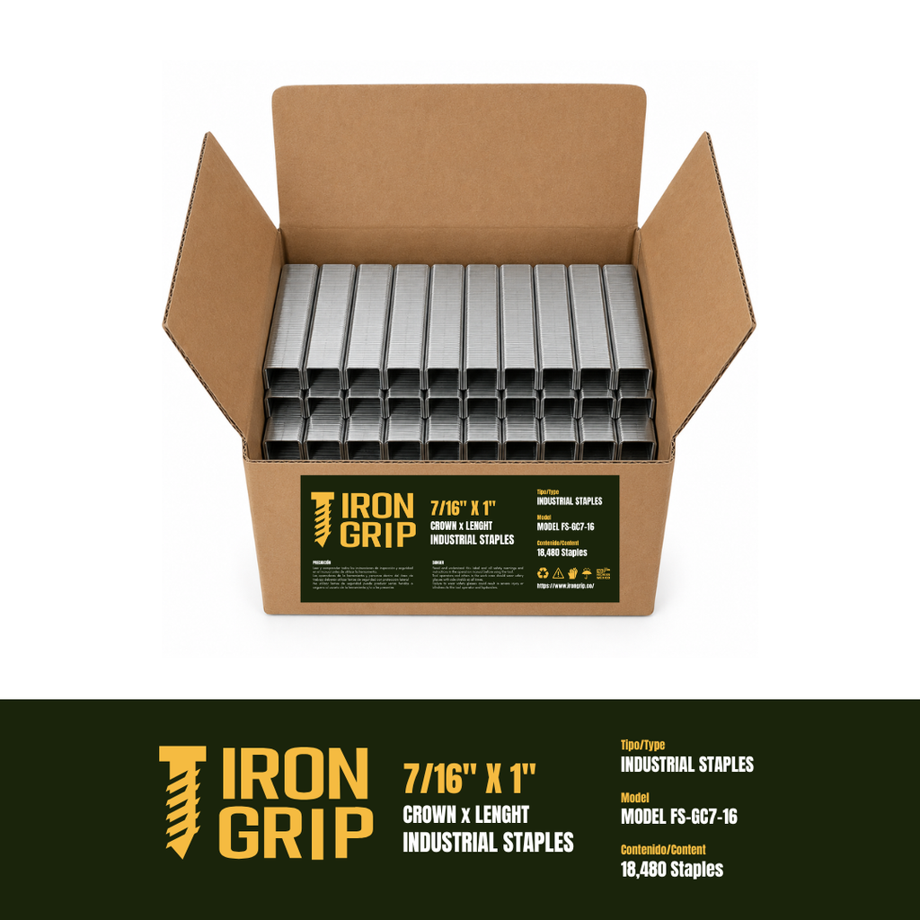 IronGrip FS Series 70 Galvanized Staples — 7/16" crown x 1" leg