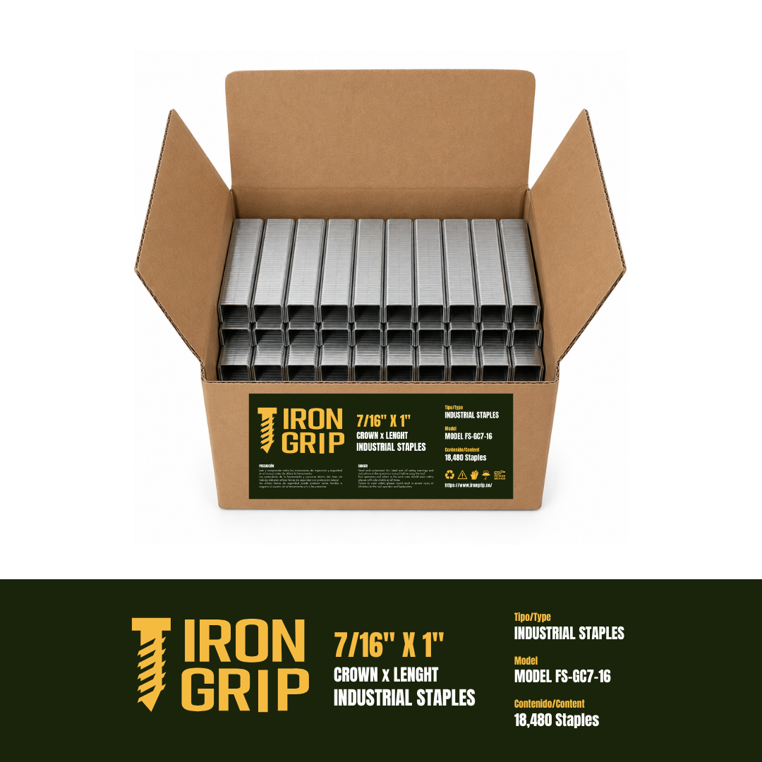 IronGrip FS Series 70 Galvanized Staples — 7/16" crown x 1" leg