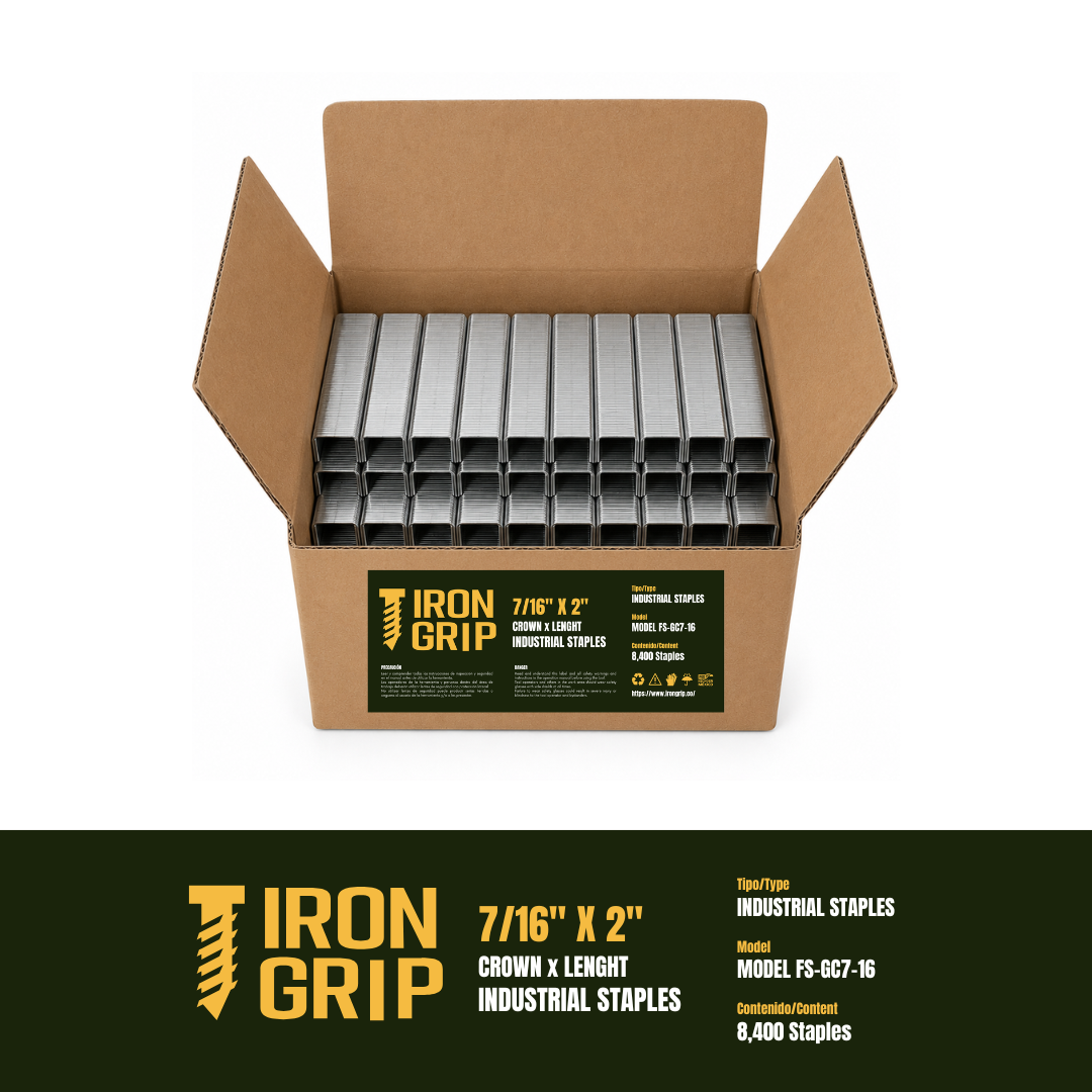 IronGrip FS Series 70 Galvanized Staples — 7/16" crown x 2" leg